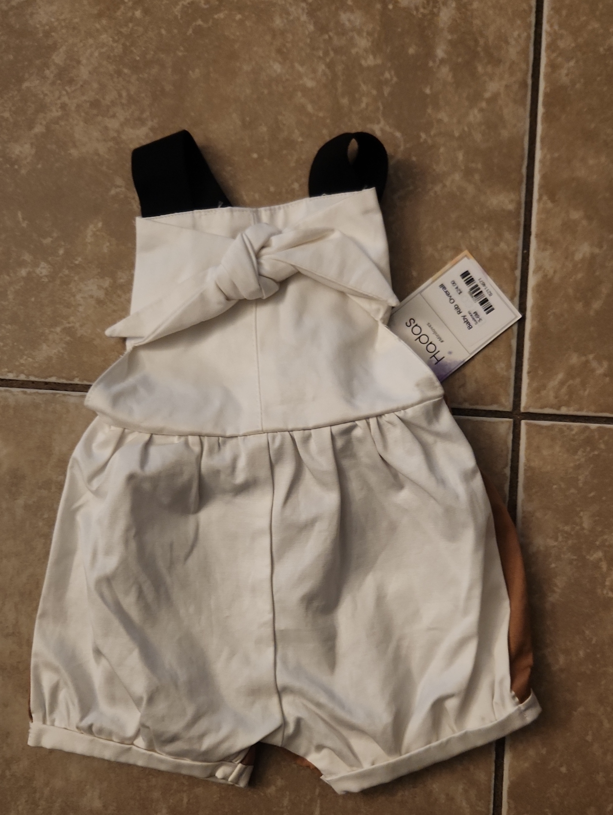 Hadas Kids Cream Romper Overalls With Black Straps